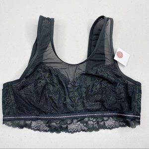 Cacique Unlined No-Wire Bralette Black Lace Bra